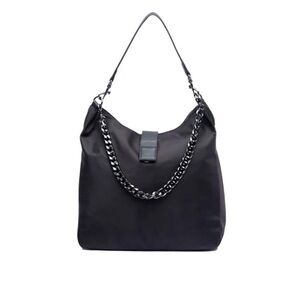 WanderFull HydroHobo with Gunmetal Hardware Elegant Black Chain Shoulder Bag